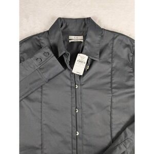 NWT $395 CO‎ Essentials Black Button Down Shirt Classic Collared Long Sleeve S